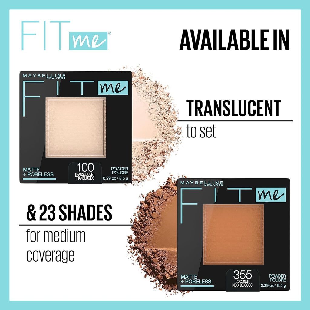 Maybelline Fit Me Matte + Poreless Pressed Face Powder Makeup & Setting Powder, Classic Ivory, 1 Count